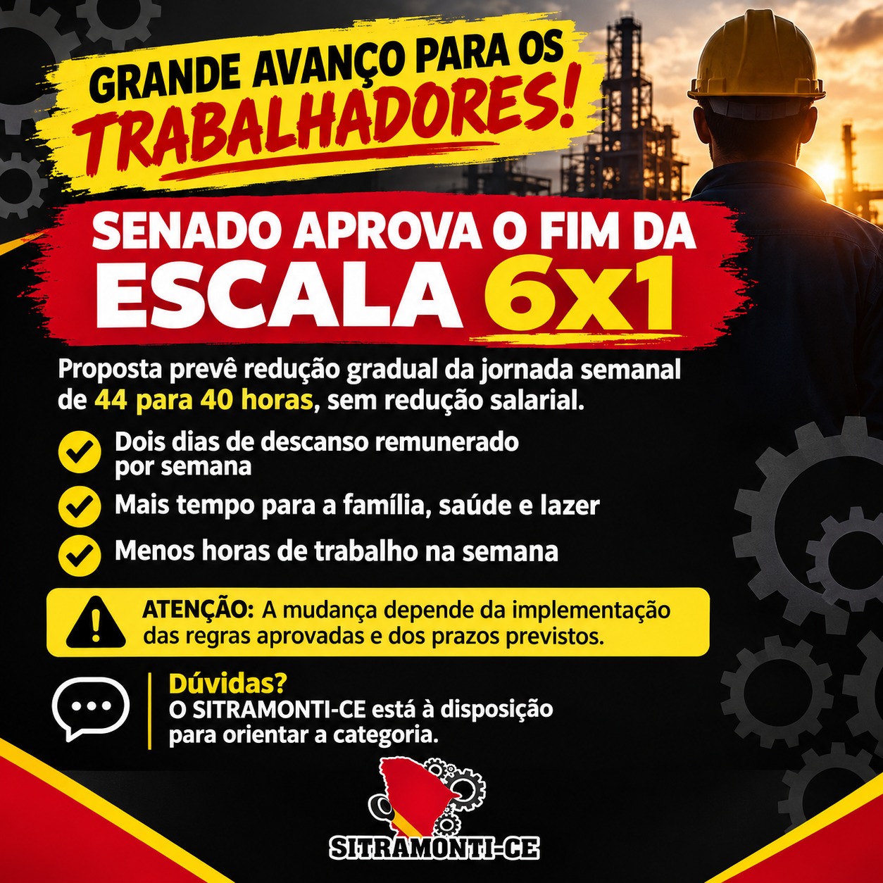 Senado aprova fim da escala 6x1 e redução da jornada semanal para 40 horas